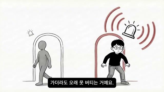문턱에서 울리는 경보와 멈춘 인물