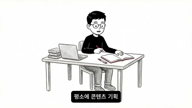 책과 노트를 펼쳐놓고 기획하는 장면
