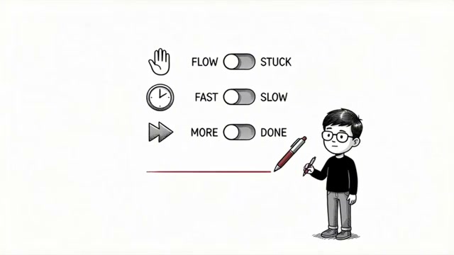 FLOW/STUCK, FAST/SLOW, MORE/DONE 체크 도식