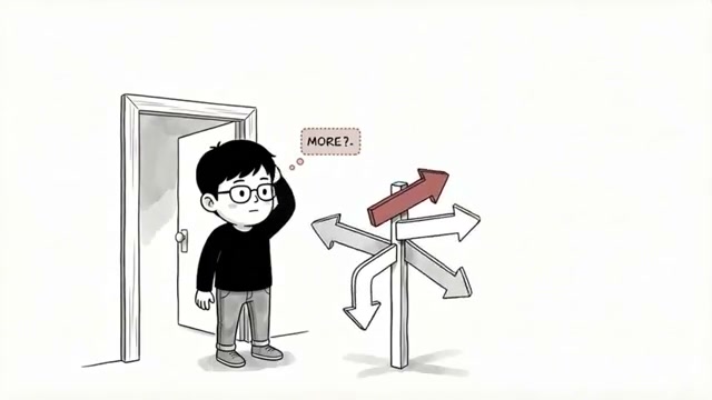갈림길 표지판과 MORE? 말풍선