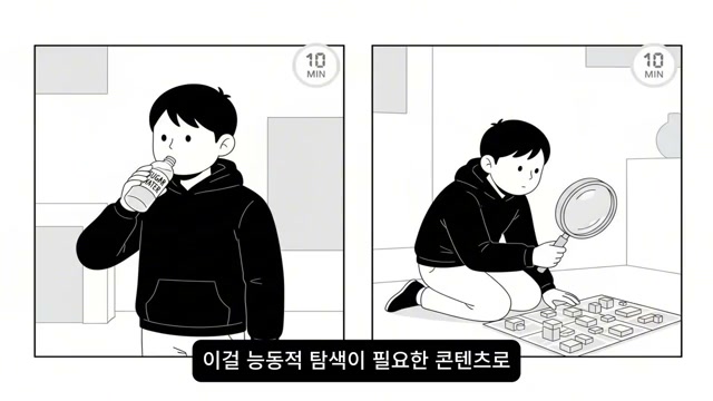 10분 동안 능동적 탐색을 하는 장면