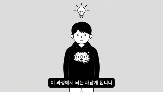 작은 깨달음을 상징하는 전구와 가슴의 뇌