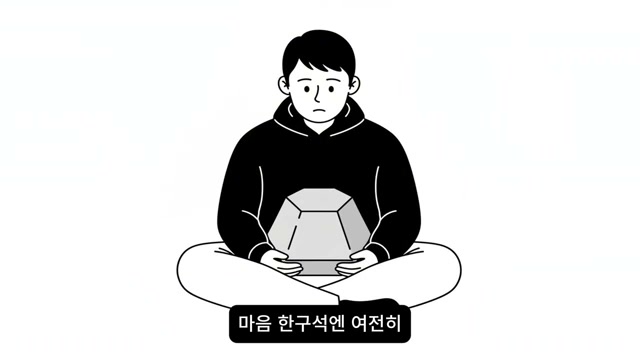 마음속 무거운 돌덩이를 들고 있는 인물