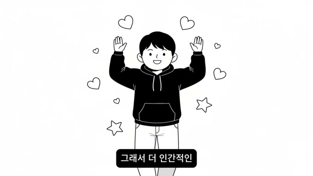 하트와 별 속에서 인간적인 성장을 상징하는 인물