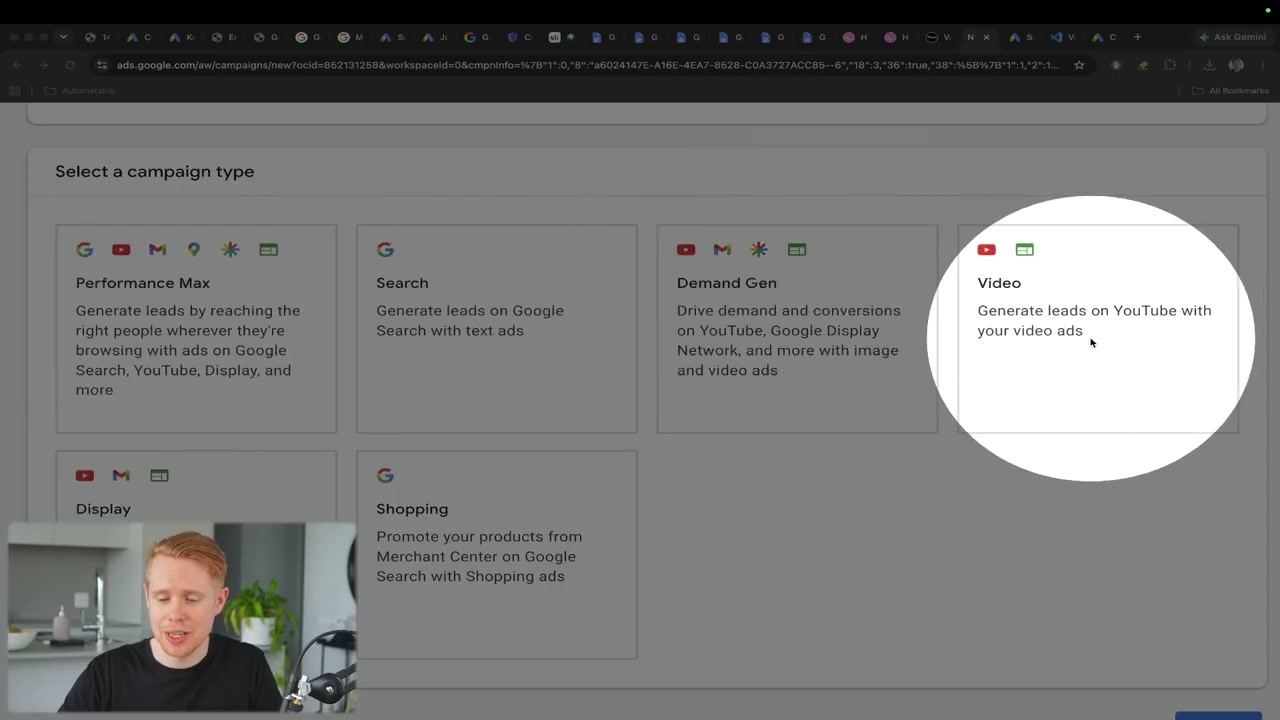 Google Ads 캠페인 유형 선택 화면